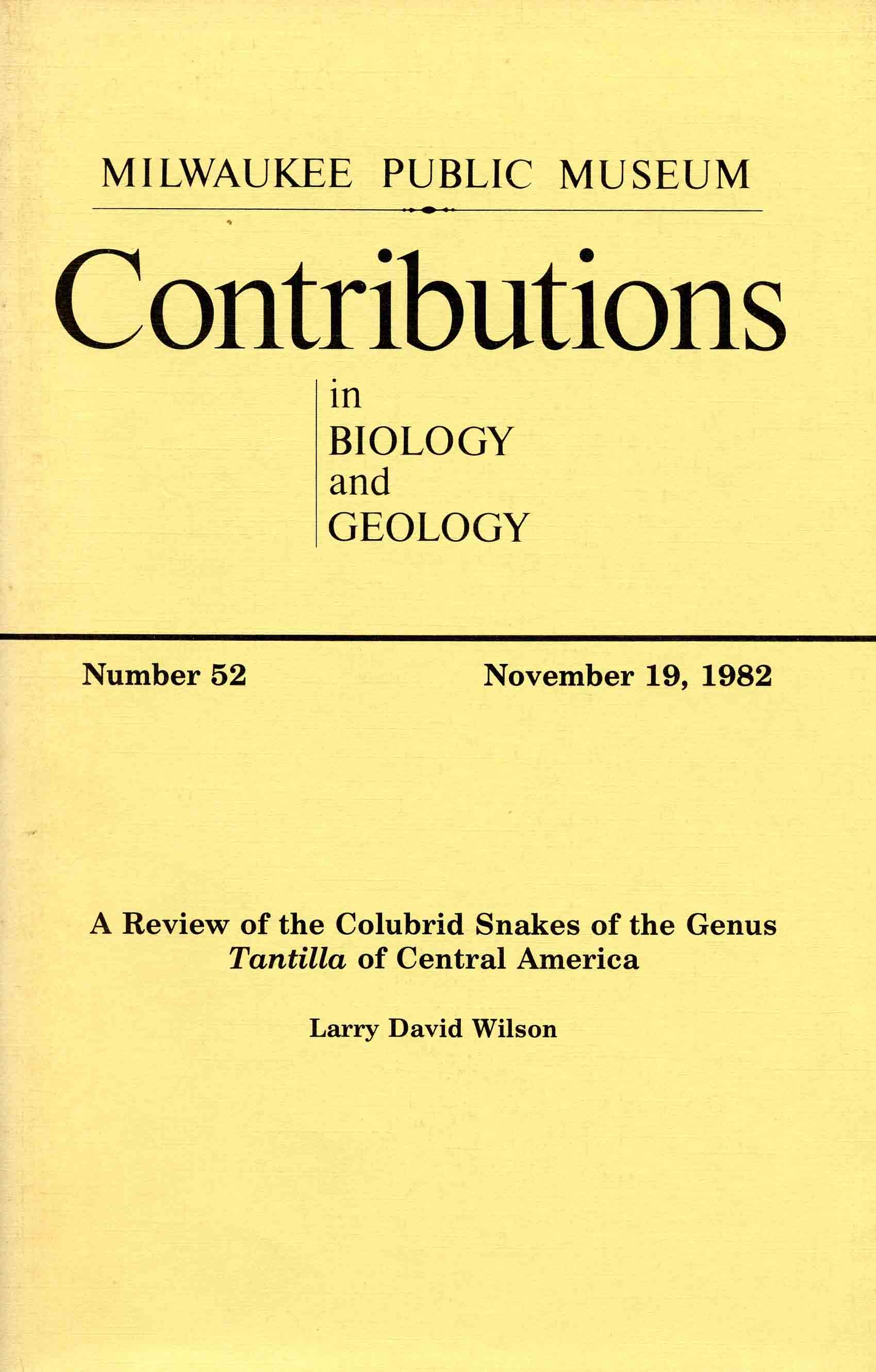Image for A review of the Colubrid snakes of the Genus Tantilla of Central America
